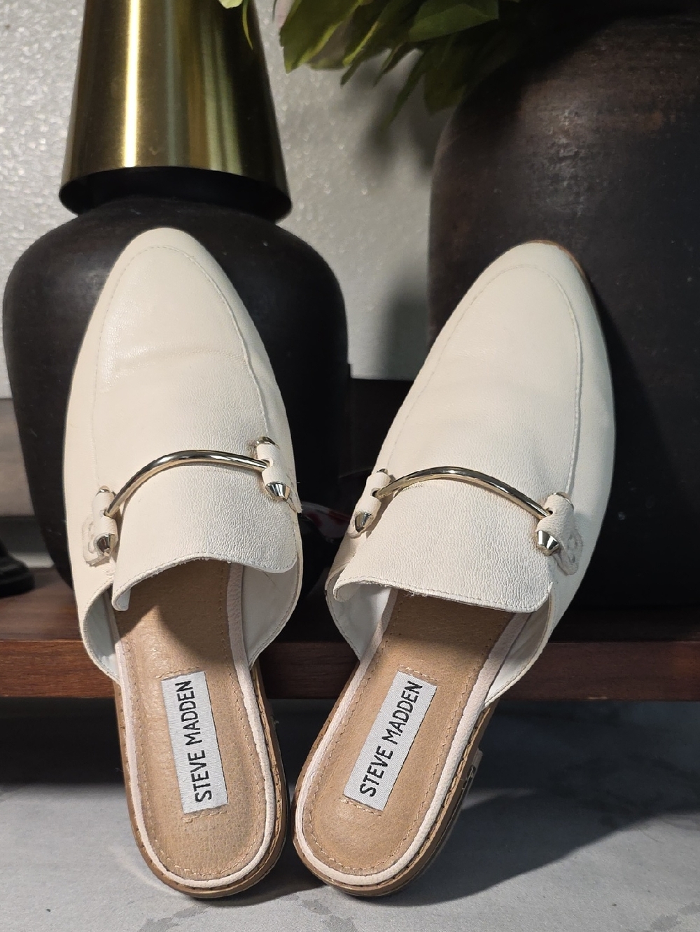 Steve Madden Off White Slip Ons